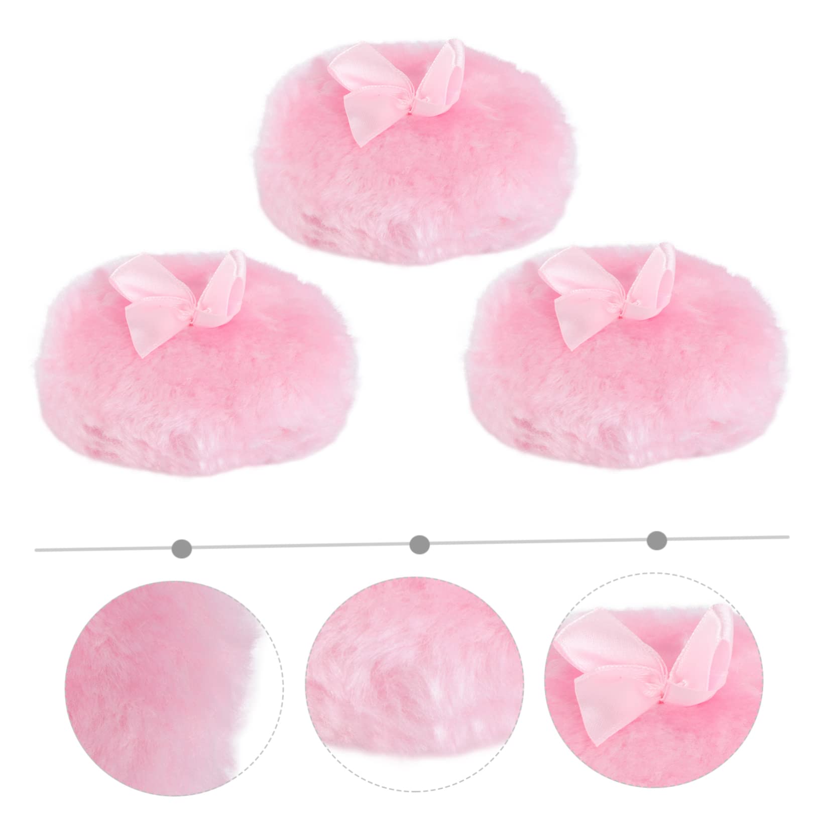 DEARMAMY 3Pc Long Hair Powder Puff for Soft Plush Applicator for Talcum Prickly Heat Powder Gentle Delicate Skin for Adults Pink Color