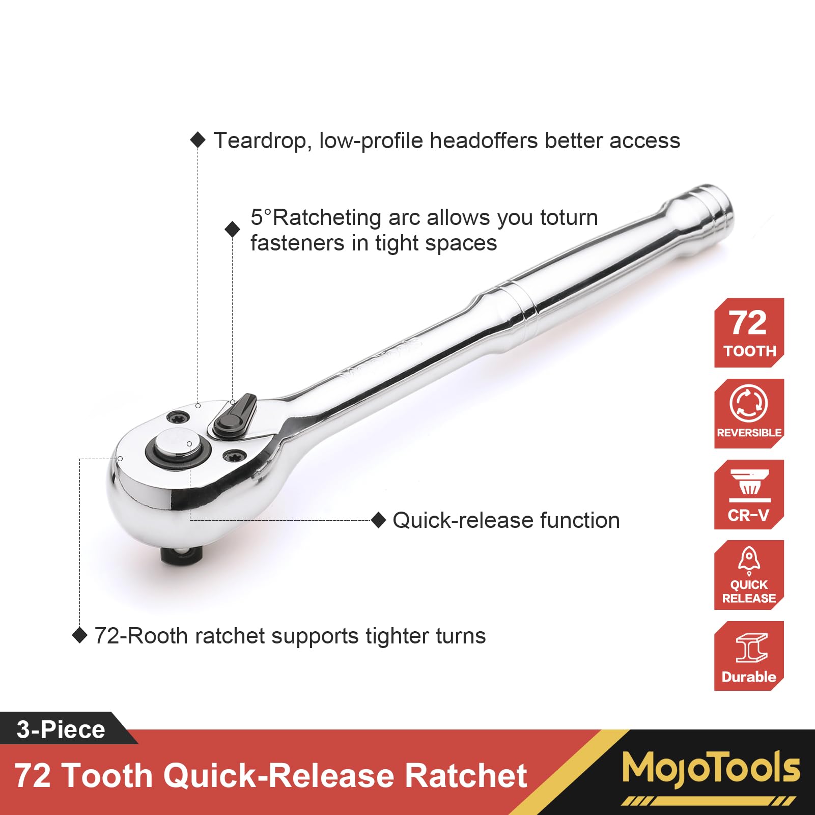 MoJoTools Quick-Release Ratchet-Wrench Set 1/4
