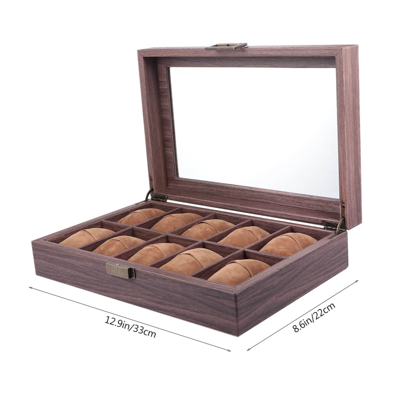 Scatola Porta Orologi in Legno Pu, 10 Scomparti, Coperchio Trasparente, Protegge da Polvere e Graffi, per Collezione e Uso Personale