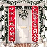 Eaaglo 2PCS Outdoor Christmas Decorations Merry Christmas Sign Banners, Christmas Door Decoration Ha