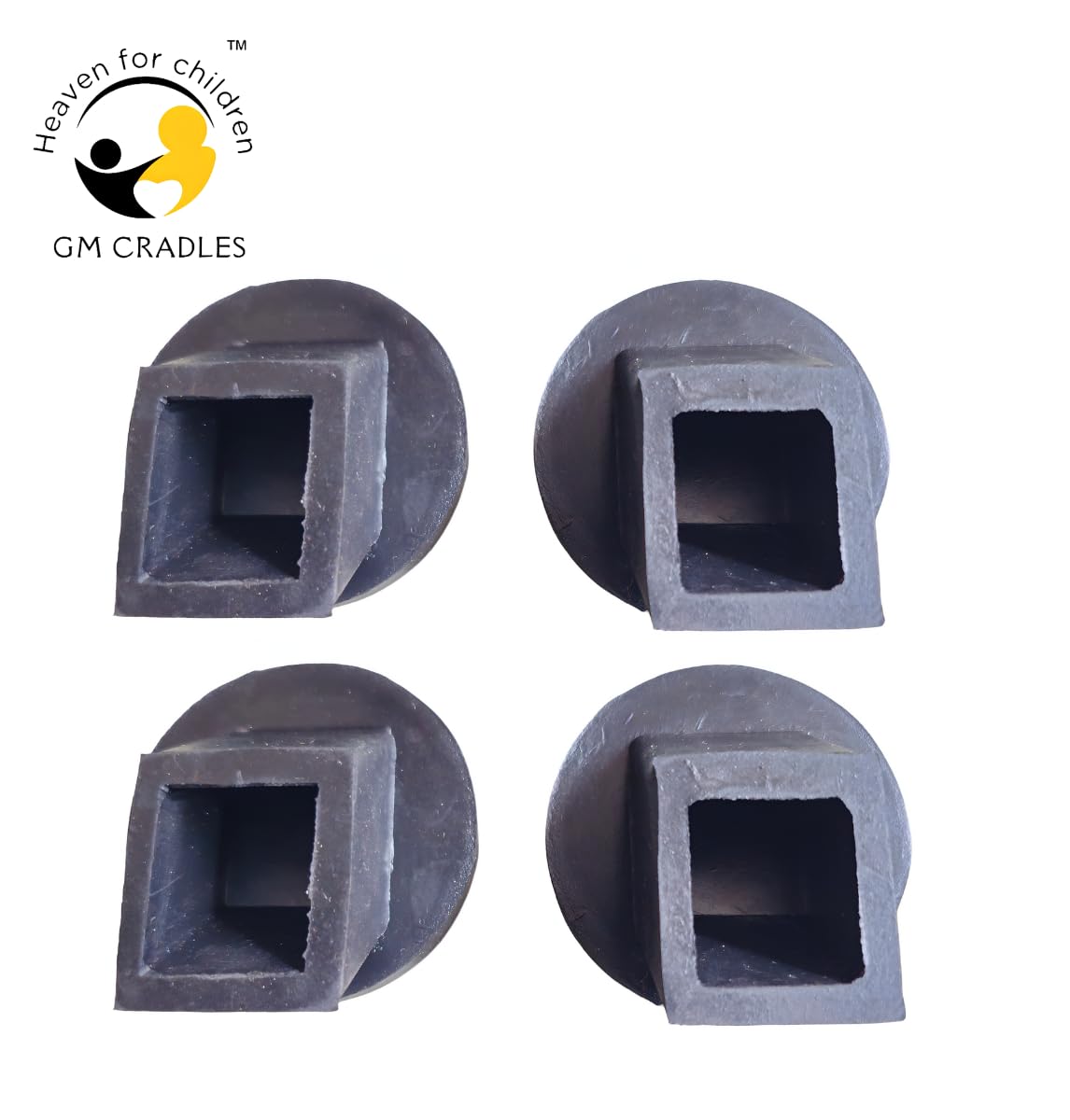 Baby Cradle Square Rubber Pad for 1 Inch Pipe | Baby Cradle Rubber Vacuums | GM CRADLES Set of 4 (Black) Rubber Pad - Image 3 thumbnail