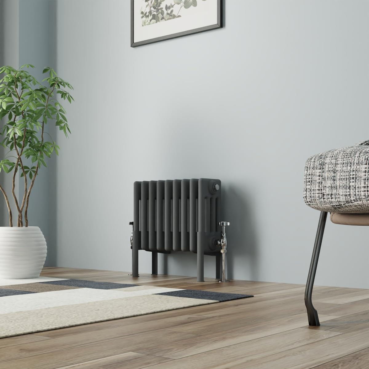 NRG Traditional Cast Iron Radiator Four Column 300x425mm Anthracite Interior Designer Bathroom Radiators โ image 1