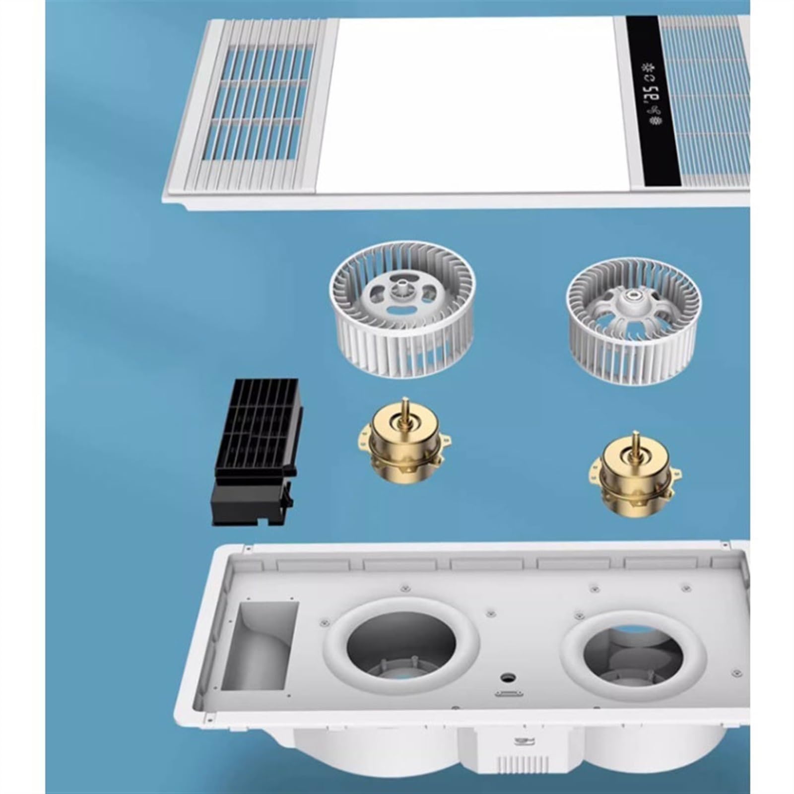 Ventiladores de ventilación Ventilador de ventilación potente rectangular, extractor baño, iluminación, máquina calefacción integrada for, calentador techo integrado