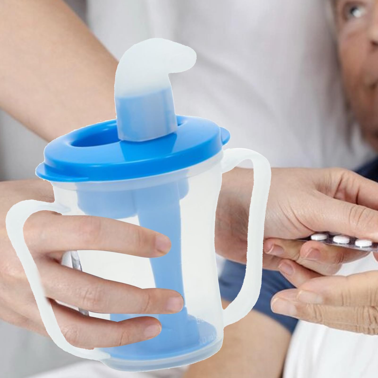 Genérico Vaso Para Disfagia | Con Pajita Para Personas Mayores | Taza Reguladora Antiatragantamiento Portátil para Adultos Mayores y Pacientes en Hospital Hogar