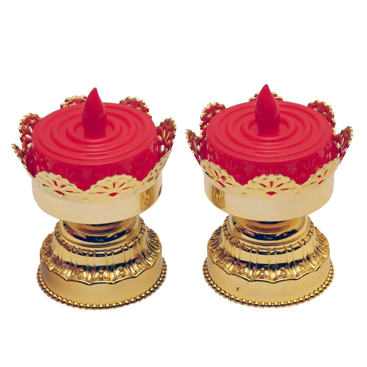 KanakMall b22d Battery Operated LED Bulb Light Diya (Red) - Pack of 2-image-16