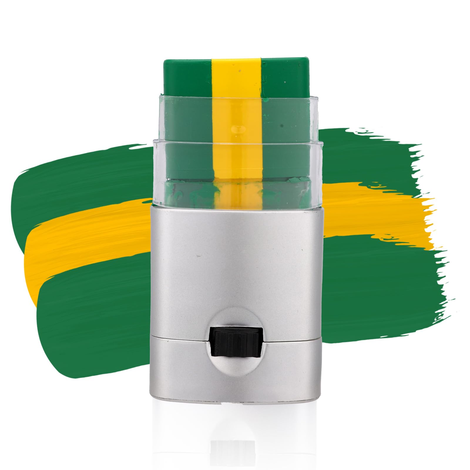 4pz Matita Pittura Facciale Sportiva, Sicurezza Anti-Abbagliamento Miscelabile Pittura Facciale 3 Colori per Football Americano Calcio Softball Baseball per Adulti Atleti (Verde Giallo Verde)