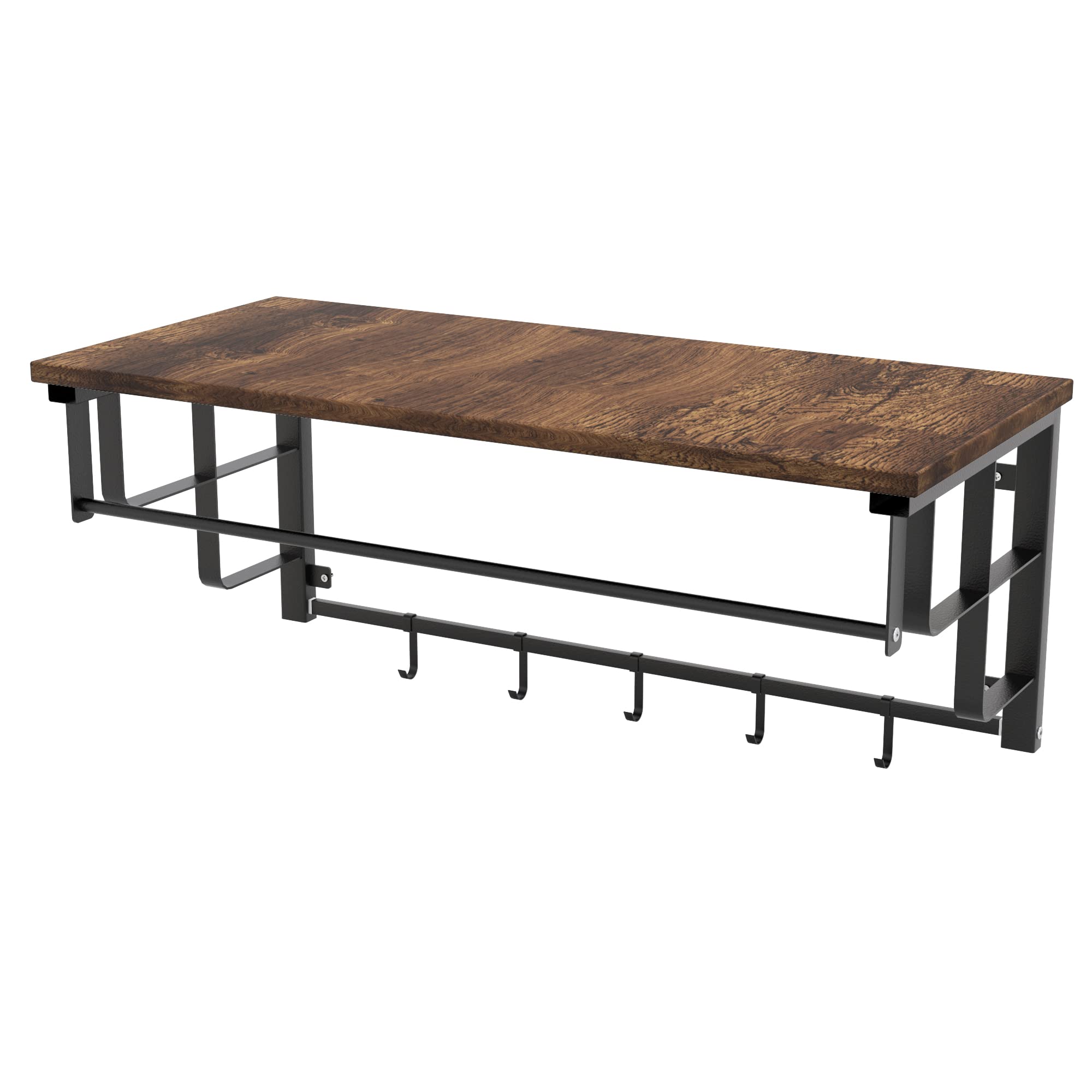 Perchero De Pared Con Ganchos Extraíbles – Estante De 66x30 Cm, 5 Ganchos, Ideal Para Pasillo, Sala O Cocina