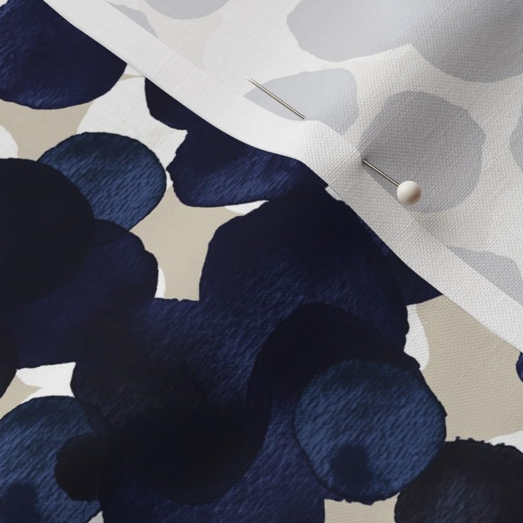 Spoonflower Fabric - Indigo Dots Watercolor Blue Midnight White Dark Beige Leopard Print Printed on Petal Signature Cotton Fabric by The Yard - Sewing Quilting Apparel Crafts Decor