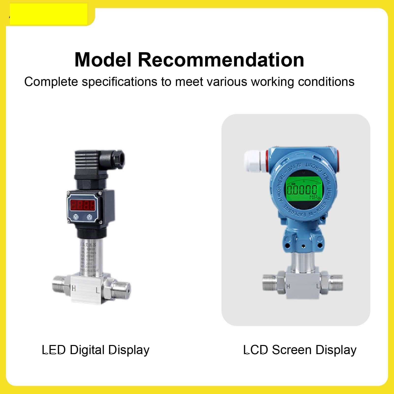 Trasmettitore di pressione differenziale integrato con display digitale, sensore e livello 'acqua in silicio diffuso in acciaio inossidabile Alta precisione(0-50kpa)