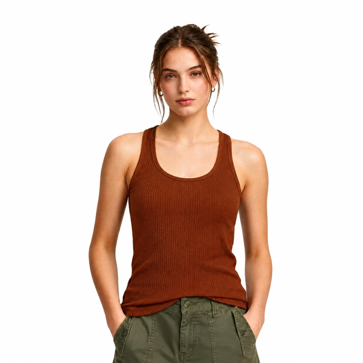Women’s Ribbed Sleeveless Tank Top – Scoop Neck, Stretchable & Comfortable-picture-28