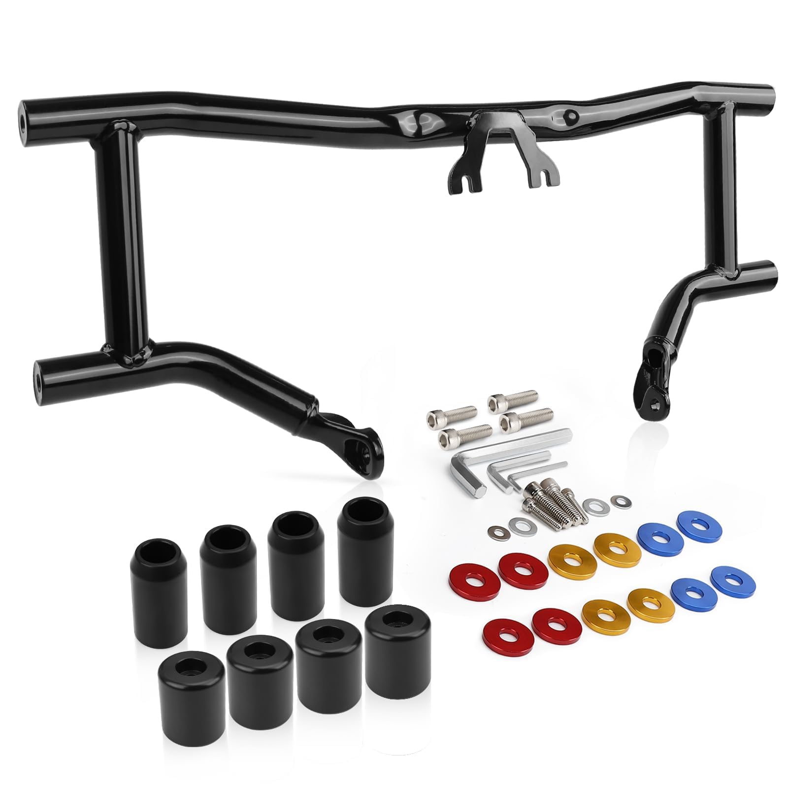 Crash Bar Compatible with Harley Davidson Touring Models 2014-2026, Black Engine Guard Bar for Street Glide Road Glide Road King Electra Glide