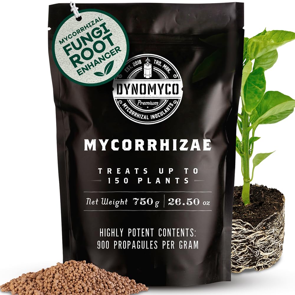 Inoculante de micorrizas DYNOMYCO® – Cepas de alto rendimiento – Fórmula concentrada – Mejora la absorción de nutrientes – Aumenta el rendimiento de las plantas (750 g/Up to 150 Plants)
