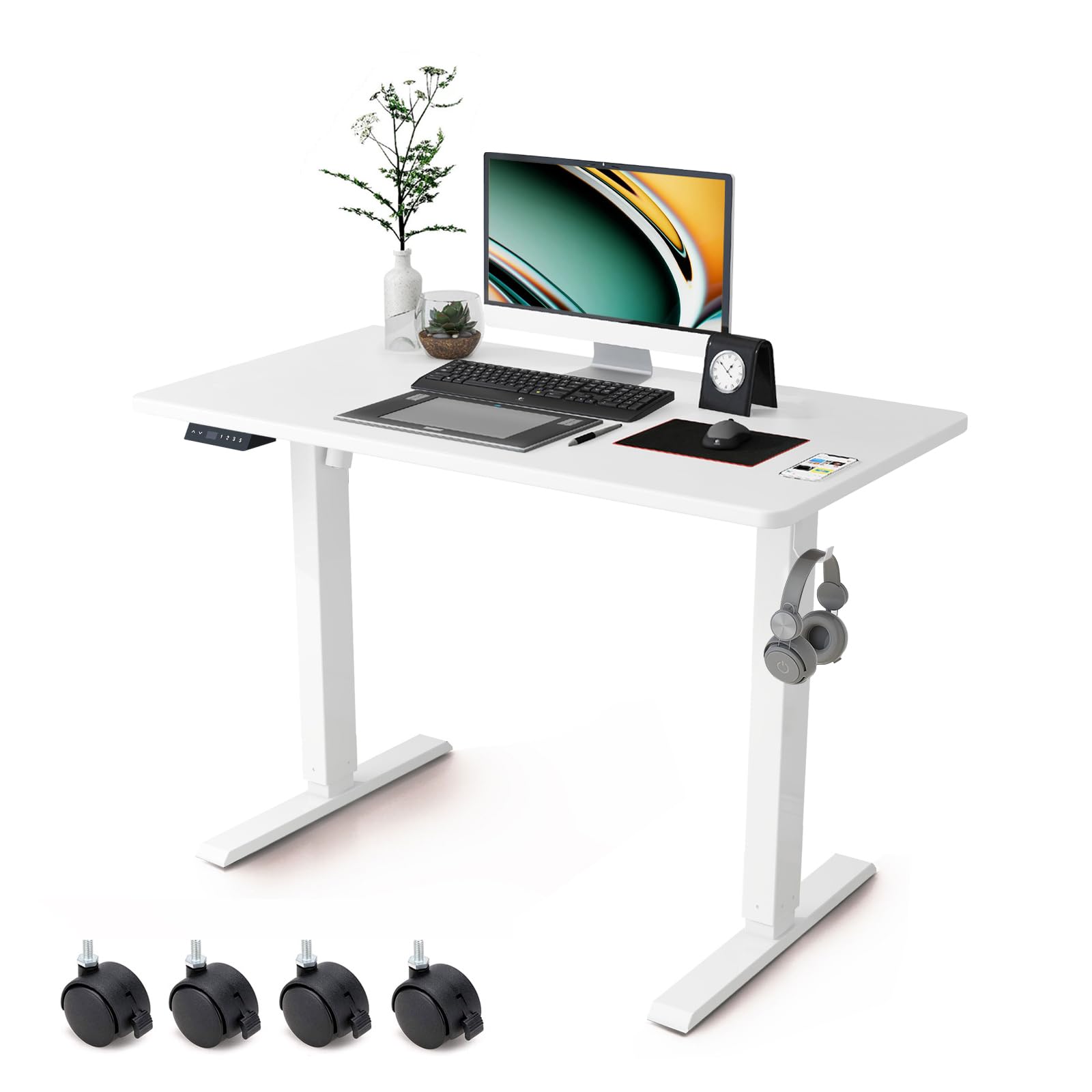 Standing Desk Adjustable Height- 40X24 Inches Whole Piece Desktop Stand Up Desk, Electric Standing Desk, Sit to Stand Desk for Home Office Computer Desk, Black