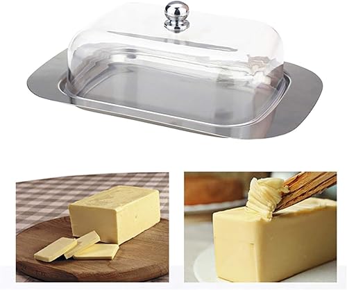 Miniatura 3 de Mantequillera pequeña individual de acero inoxidable, plato de mantequilla clásico con tapa, caja de mantequilla simple, bandeja de aperitivos, caja