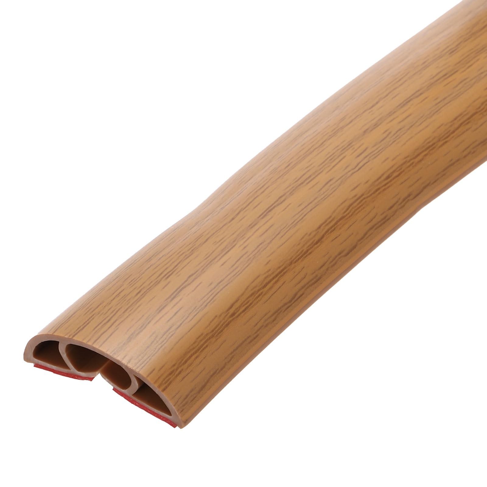Canalina Passacavi Adesiva Copricavo autoadesivo da pavimento 1/3/6 metri, 0,5" L x,3" A, for la protezione della gestione dei cavi(6m Light Brown Wood)