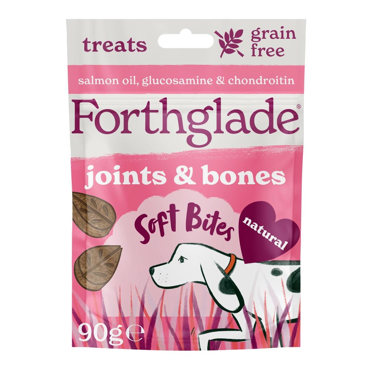 Forthglade Natural Dog Treats (4 x 90g Bags), Hypoallergenic & Grain Free Dog Treats with Salmon