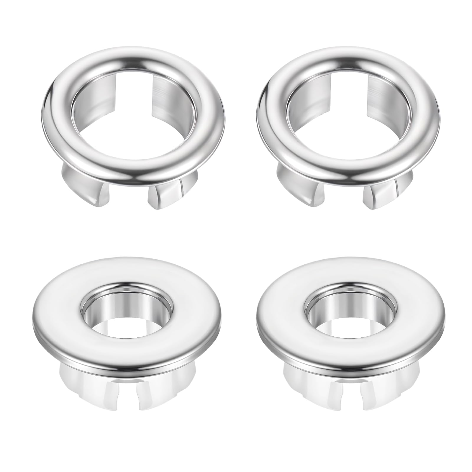 4 piezas de anillo de rebosadero para lavabo, roseta de rebosadero para baño, lavabo, lavabo, para adornar, tapón de rebosadero, robusto, plateado