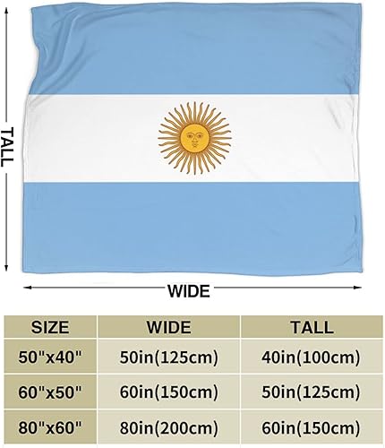 Miniatura 3 de Manta de franela estampada con la bandera de Argentina de 60 x 50 pulgadas, antibolitas, para cama, sofá, sala de estar, dormitorio