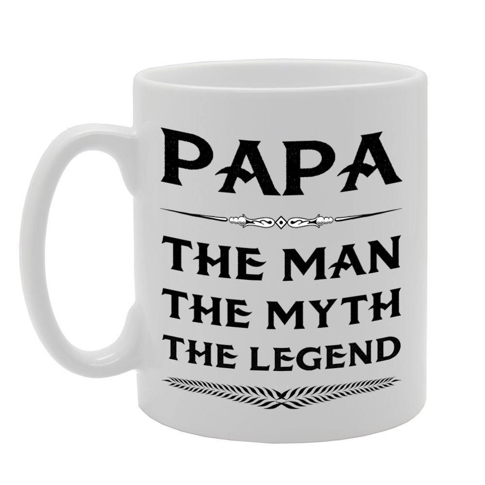 Coralgraph Inc Men's White Mg780 Papa The Man They Myth The Legend Novelty Gift Printed Tea Coffee Ceramic Mug
