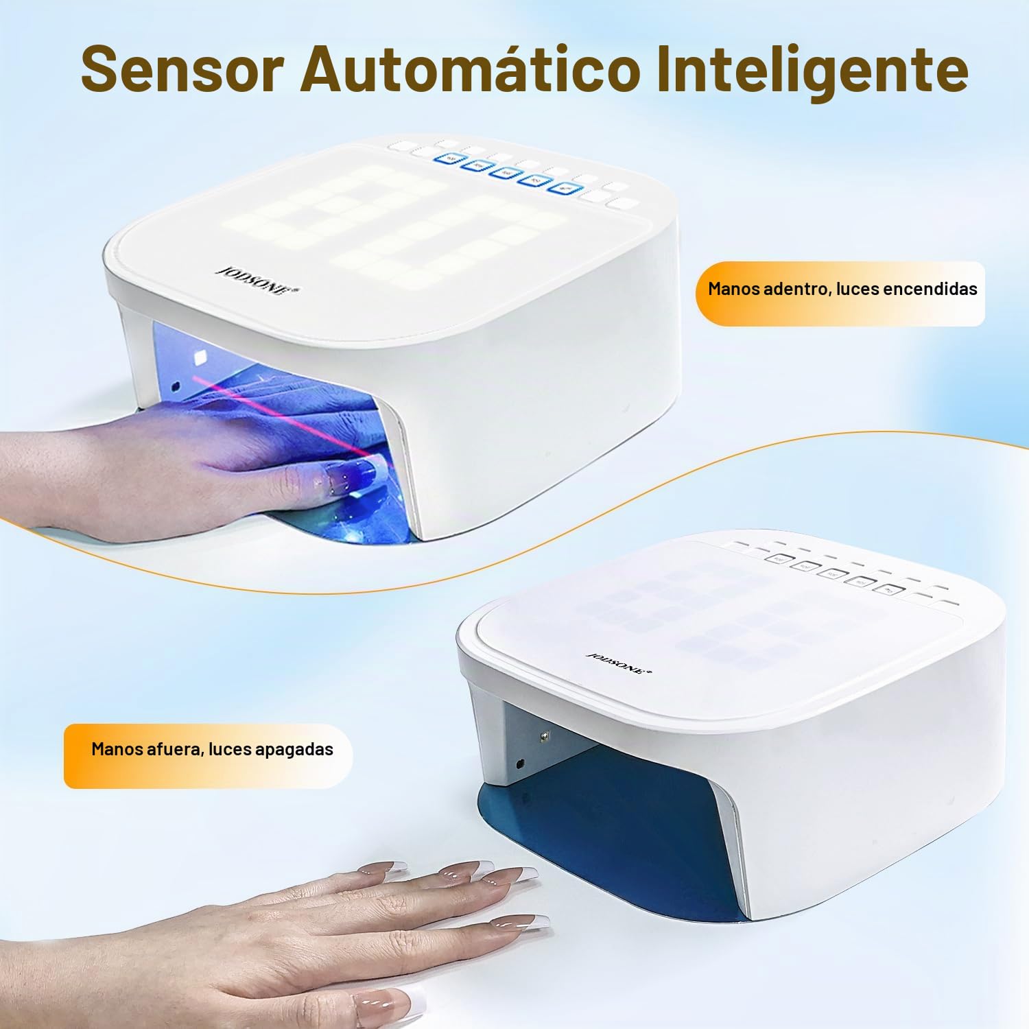 JODSONE Lámpara Uñas Semipermanentes UV con 4 Temporizadores - Pantalla Digital Reversible LCD Grande Recargable para Salón y Hogar