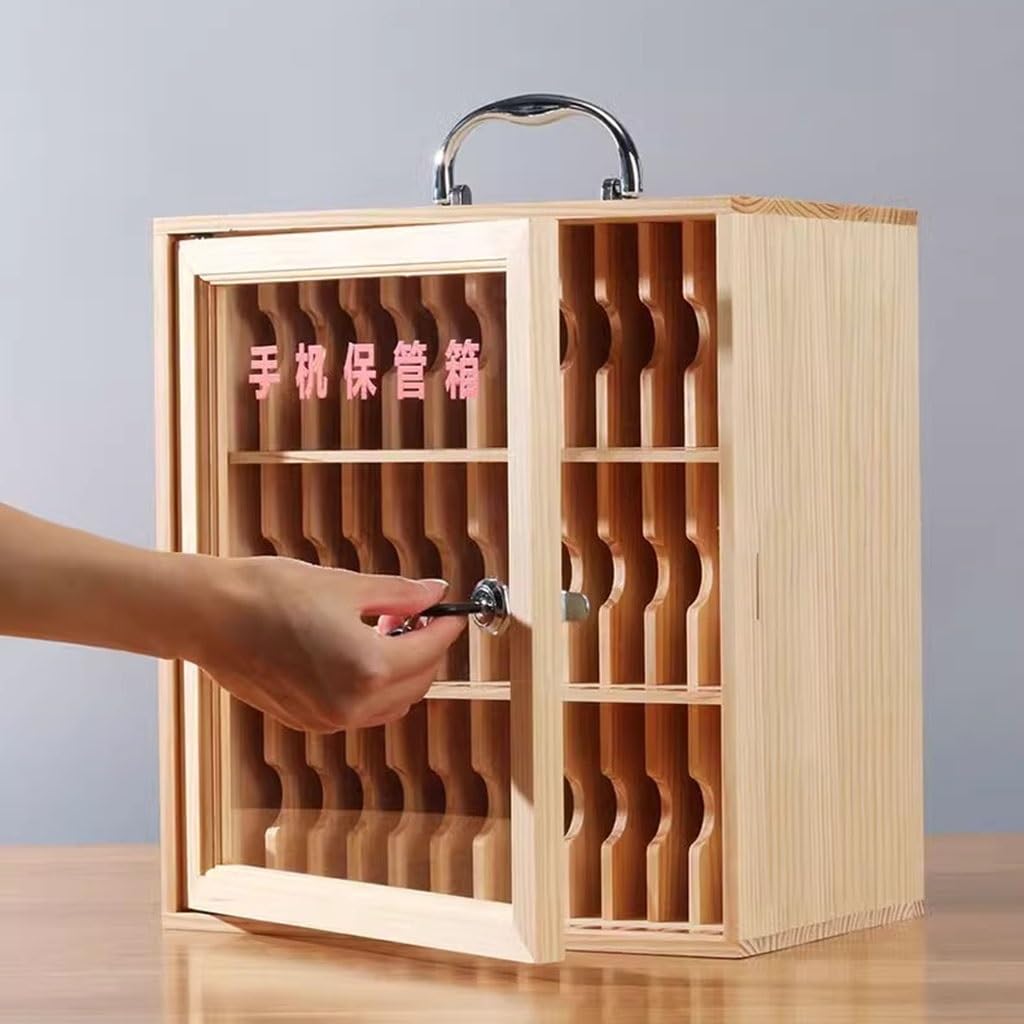 Armadietto Porta Cellulare In Legno Massello - 12/24/36 Slot Con Serratura Per Scuole E Uffici - Foto 8