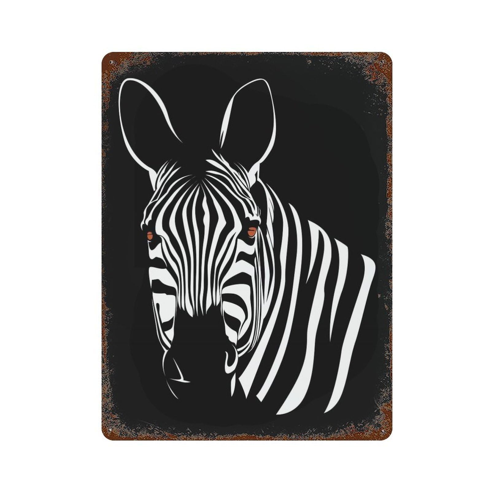 Zebra Rustic Tin Plaque 15.7"x11.8", Classic Wall Plaque for Garage, Pub Or Kitchen