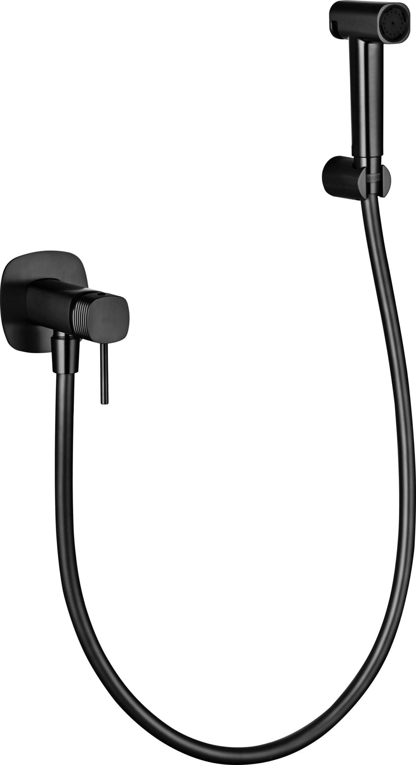 IMEX Bidet prysznic z ciepłą i zimną wodą, czarny | Bidet wbudowany kran do WC Black Gun Metal, higieniczna pojedyncza rączka prysznicowa do toalety, zamiennik kranu bidetowego, seria Firenze