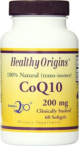 Healthy Origins CoQ10 (Kaneka Q10), 200 mg - Suplemento energético y de salud cardíaca - Suplementos sin gluten y sin OMG - 60 cápsulas blandas