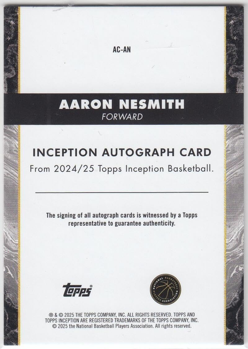 Basketball Trading Card 2024-25 Topps Inception Autographs Holo Gold #AC-AN Aaron Nesmith EX/NM Auto 8/50
