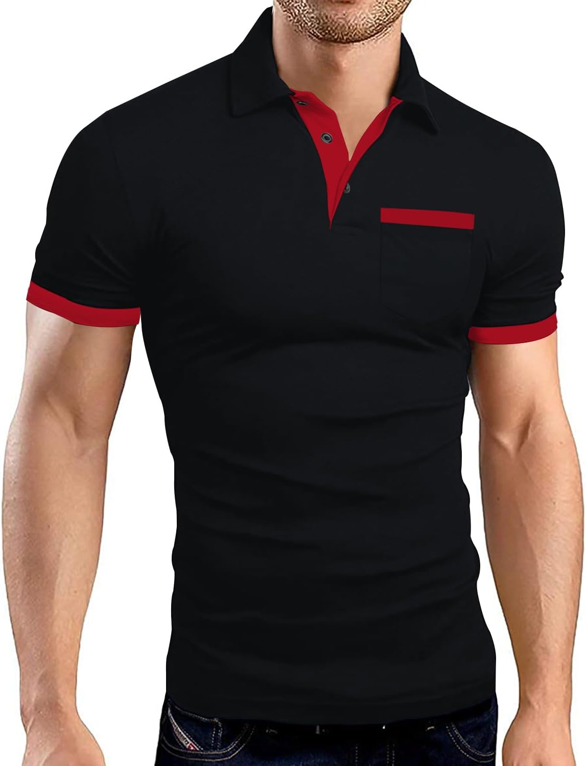 LOGEEYAR Men Polo Shirt Slim Fit Short Sleeve Cotton Golf Shirt Solid Performance Casual T-Shirts
