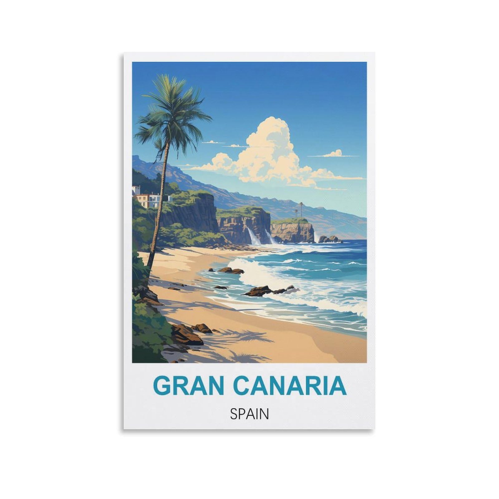 Vintage Metal Tin Signs,Gran Canaria Spain Art Retro Plaque for Bars Pub Playroom Man Cave Wall Decor 30x40cm