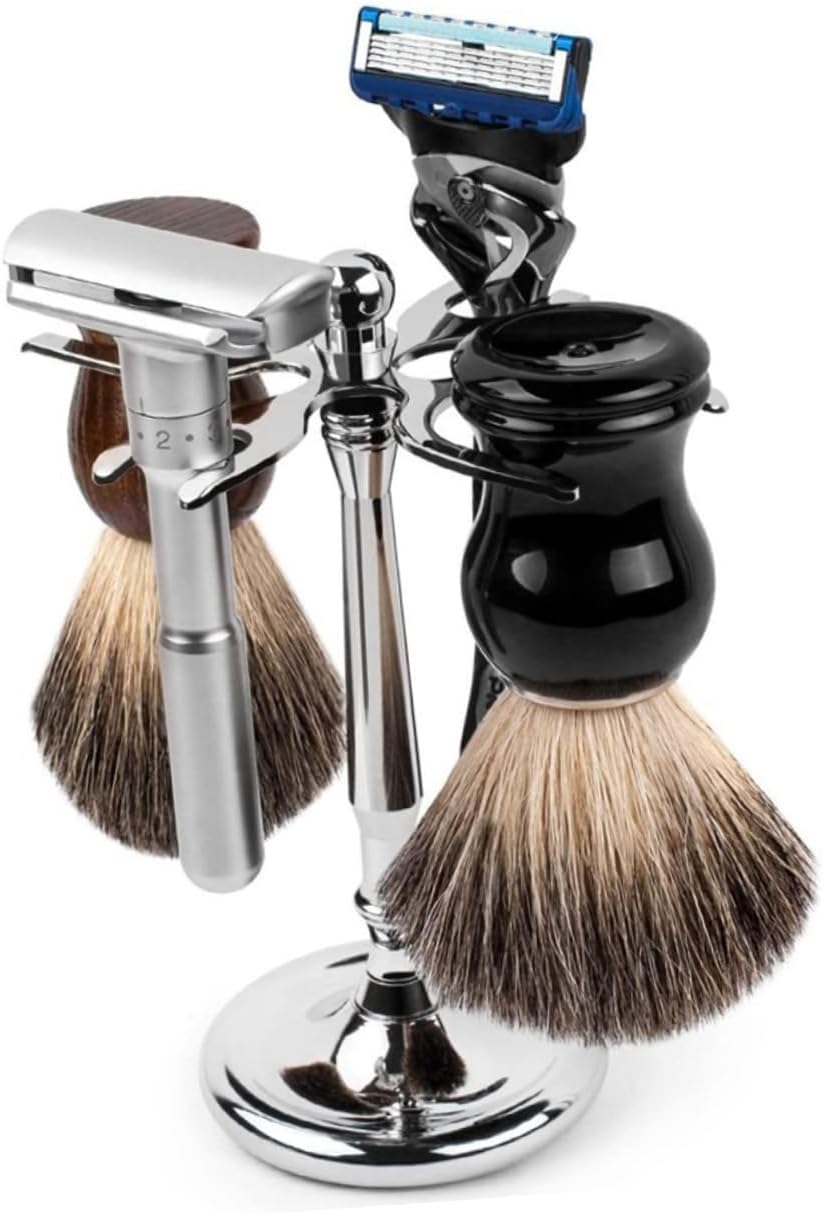 VICASKY Stainless Steel Shaving Brush Holder and Razor Stand Organizer