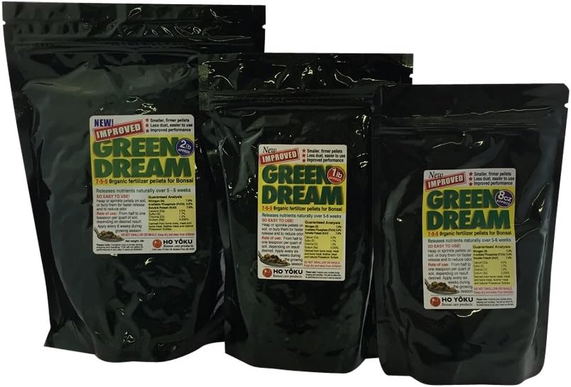 Green Dream Bonsai Fertilizer 100% Organic 8oz NPK 7 5 5 Multisourced Domestic Blend Fully Balanced Outdoor Use Animal-Safe Fast Dissolving Encourages Lush Growth