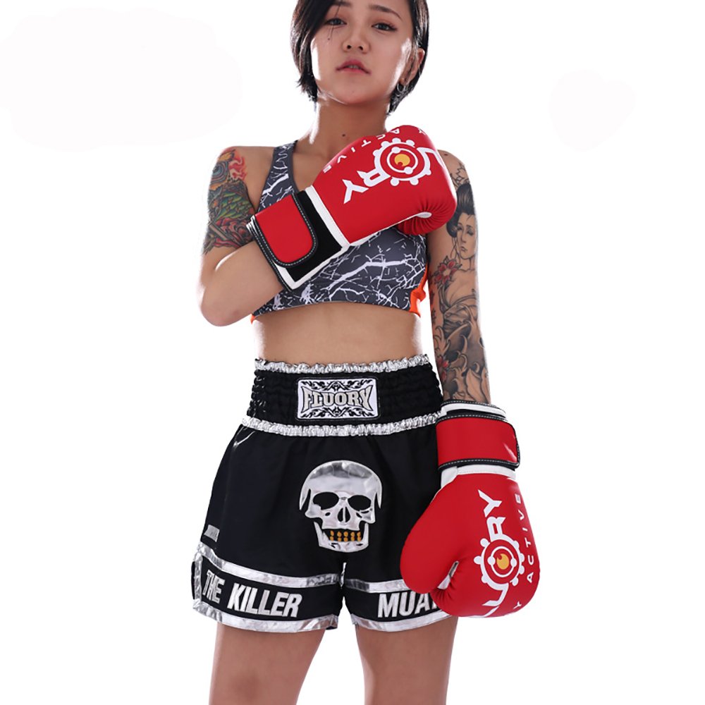 FLUORY Muay Thai Shorts, MMA Fight Shorts Ropa de Entrenamiento Jaula Lucha Grappling Artes Marciales Kickboxing Shorts Ropa