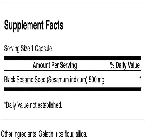 Miniatura 2 de Swanson Semilla de sésamo negro de espectro completo 500 miligramos 60 cápsulas