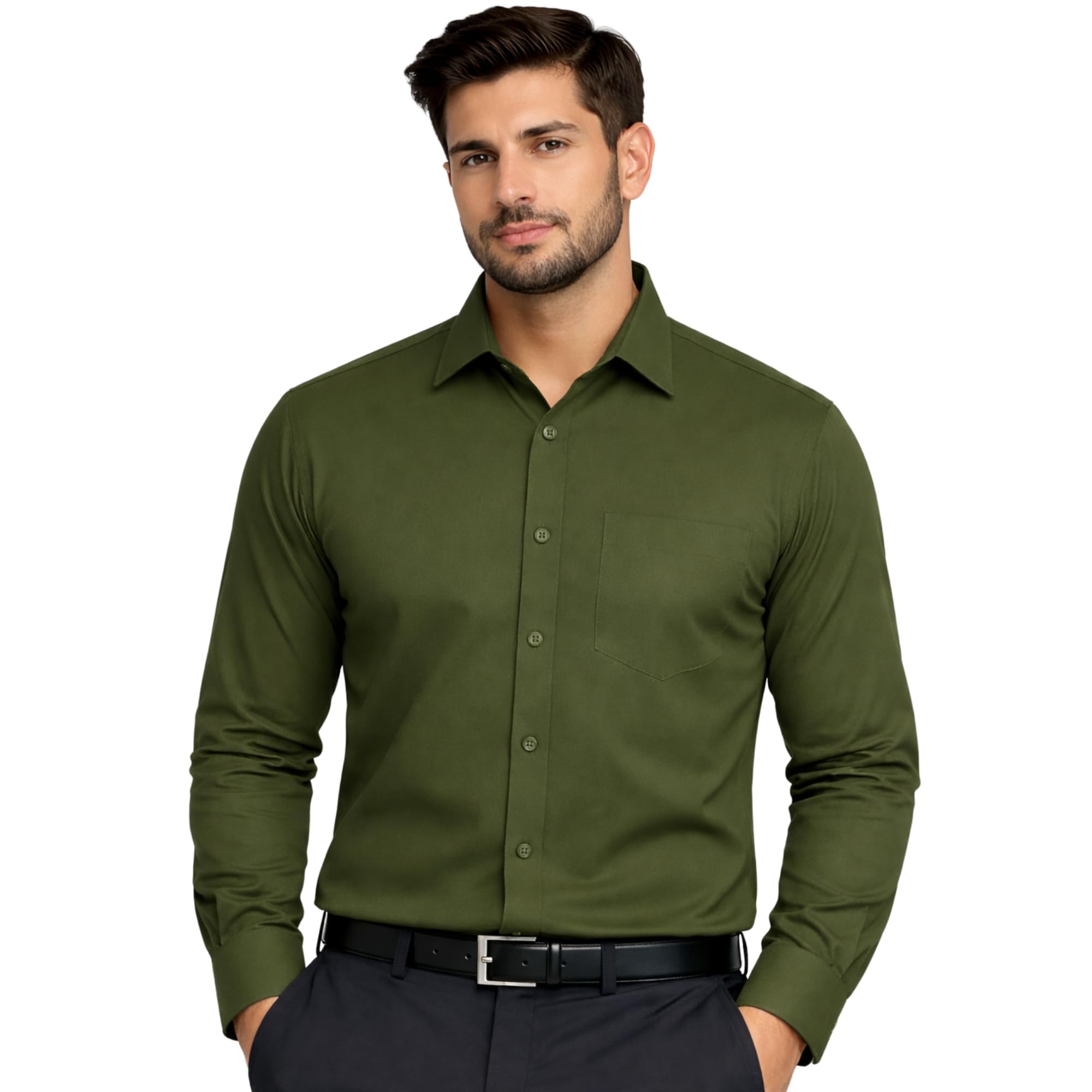 Lebaass Men’s Formal Cotton Shirt | Classic Regular Fit Office Wear Shirt for Men | Solid Casual for Man-picture-37