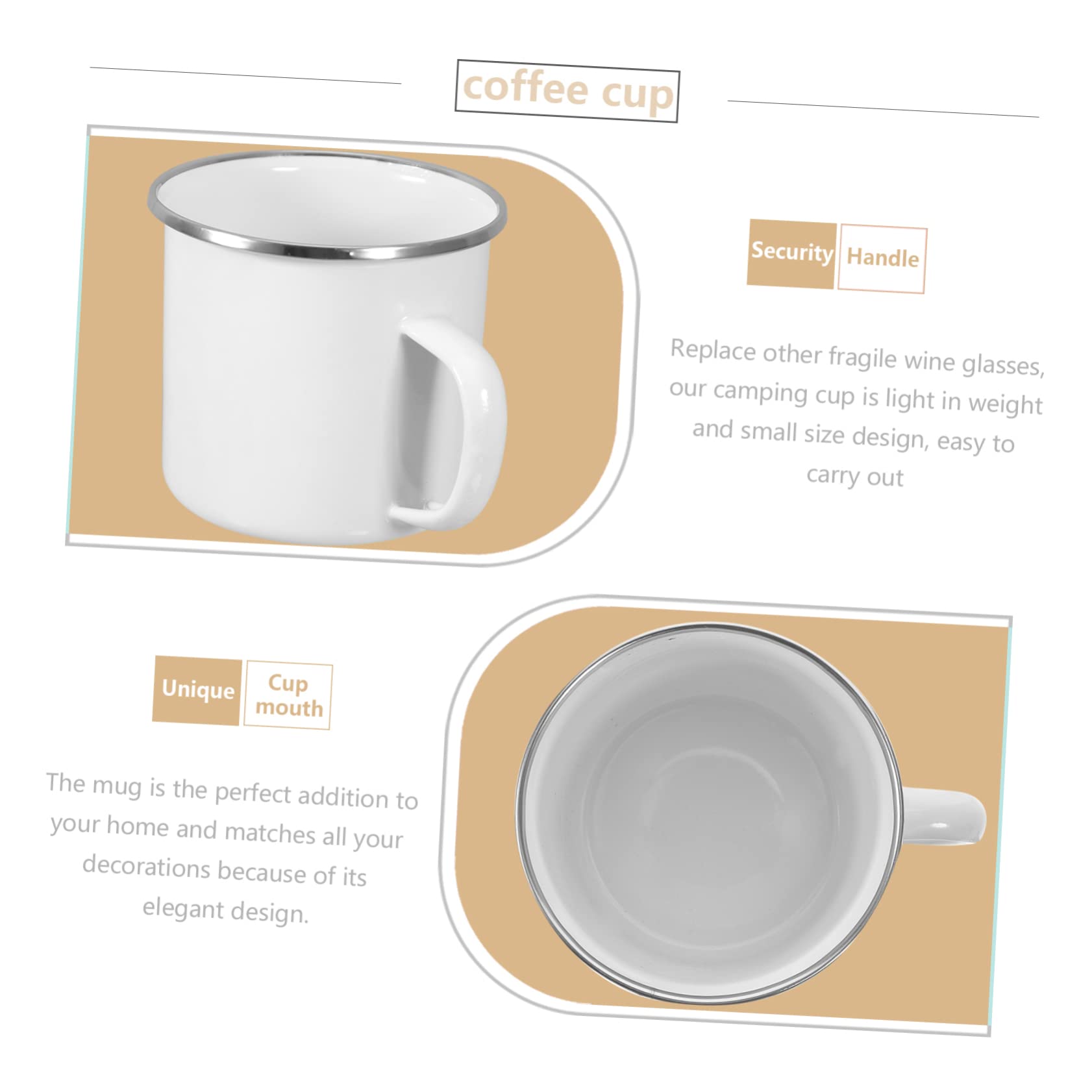 4 Stück-pack Große Weiße Emaille Kaffeebecher für Camping und Reise