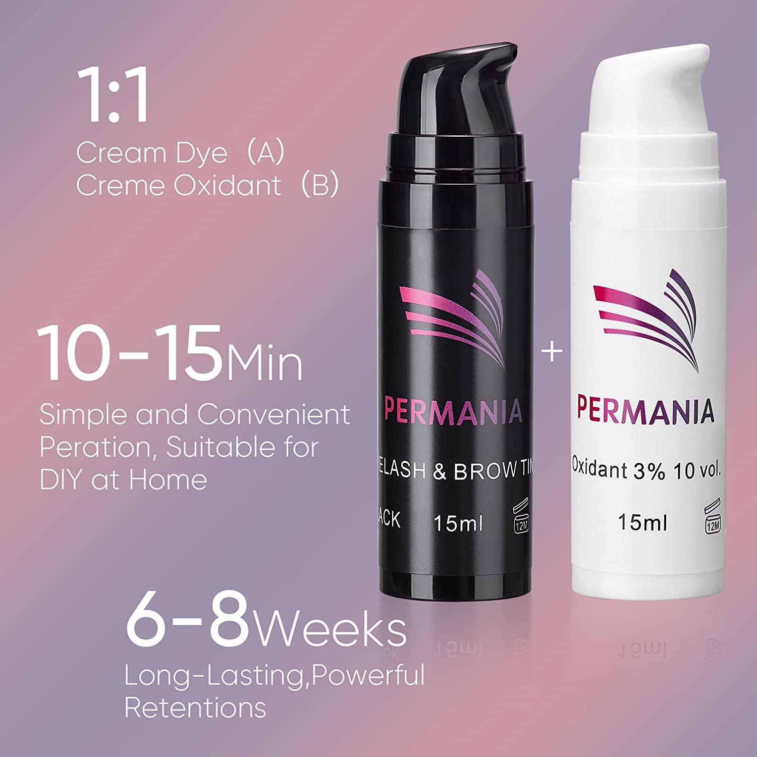 PERMANIA Wimpernlifting Set mit Farbe Schwarz, Augenbrauen Lifting Set und Augenbrauen Färben, Komplettes Zubehör mit 4-in-1-Wirkung zum Wimpernlifting, Wimpernfärben und Brauenfärben