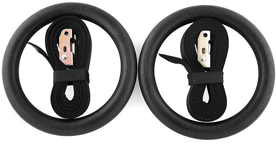 ABS Gymnastic Rings with Adjustable Strap for Home Gym Body Strength Training Muscular Bodyweight Fitness Workouts