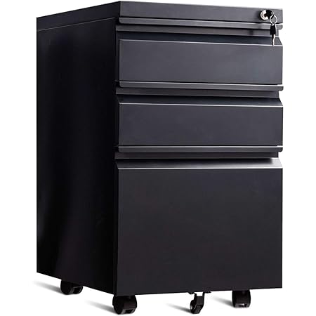 Costway Rollcontainer Mit 3 Schubladen Buroschrank Metall Aktenschrank Abschliessbar Burocontainer Mit Kippschutzrad Schwarz Amazon De Kuche Haushalt Wohnen Rollcontainer Mit 3 Schubladen