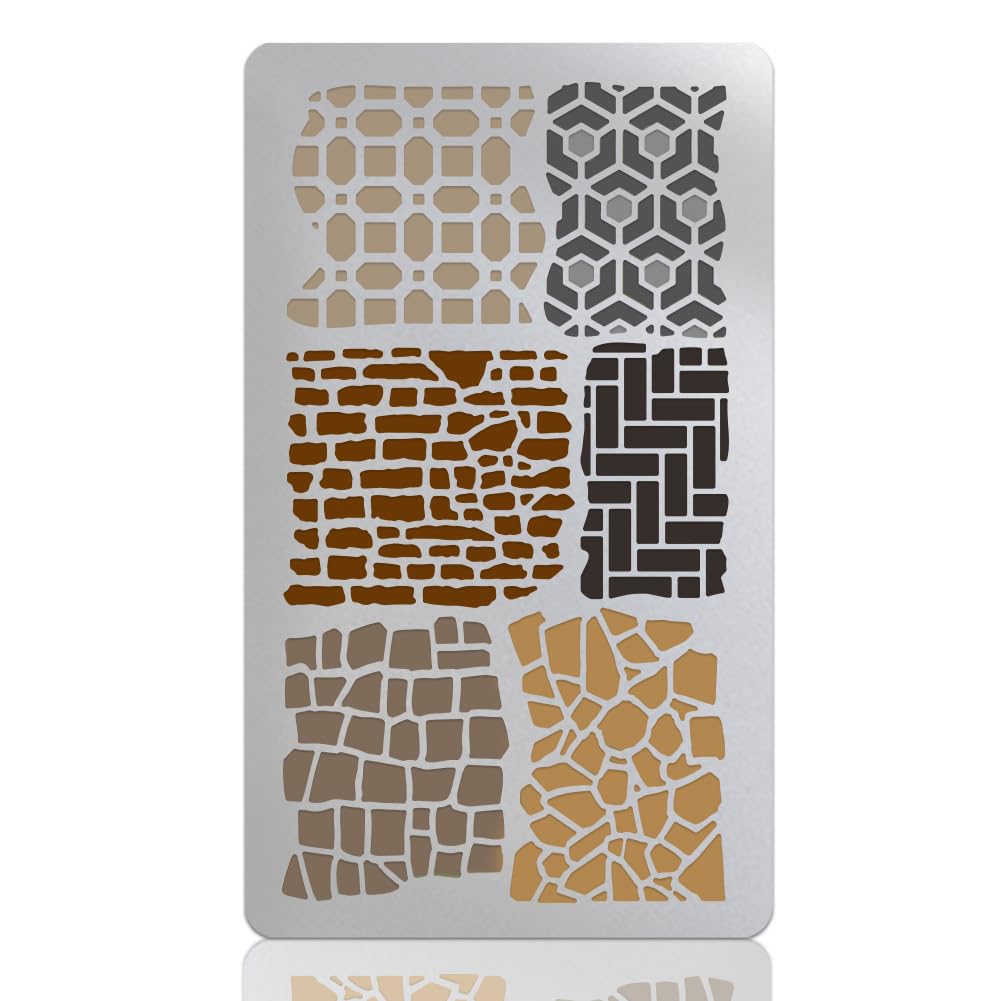 UNICRAFTALE Metal Stencils for Craft Wood Burning Brick Texture Stencils Stainless Steel Reusable Templates Layering Drawing Stencil for Journaling Painting Airbrush Carving Engraving Scrapbooking