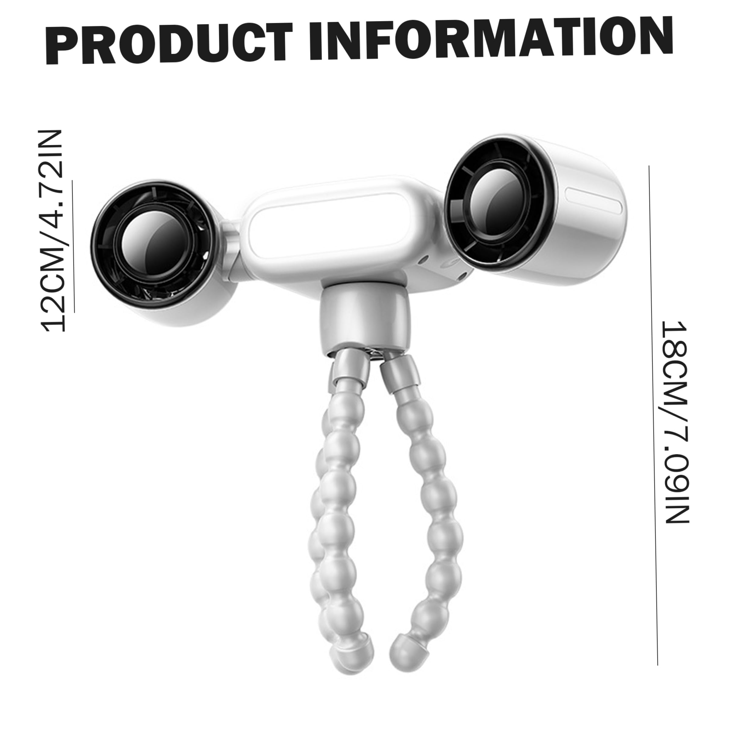 Ventilatori da scrivania, Ventilatore per Passeggino, Doppia Testa Ricaricabile, Bianco, 3 velocità | Design flessibile con clip, sicuro per i più piccoli, ideale per passeggini e viaggi in auto