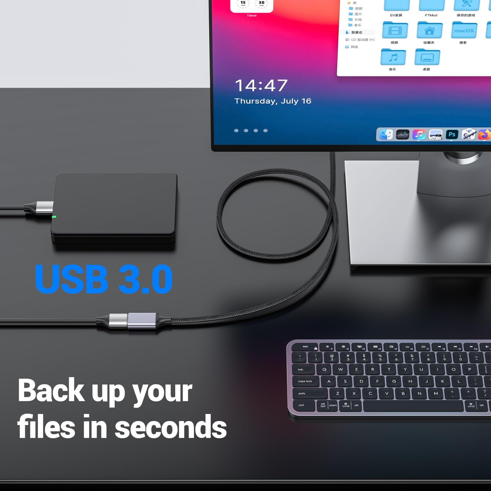 Pastall Cavo USB femmina a C maschio (1 m), adattatore di tipo C, adattatore da USB C a USB 3.0, femmina C a maschio A per telefono/laptop/tablet/switch dispositivo USB-C