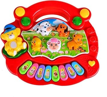 SUPER TOY Plastic Animal Sound Piano Musical Toy for Kids (Multi-Color) (with Battery)