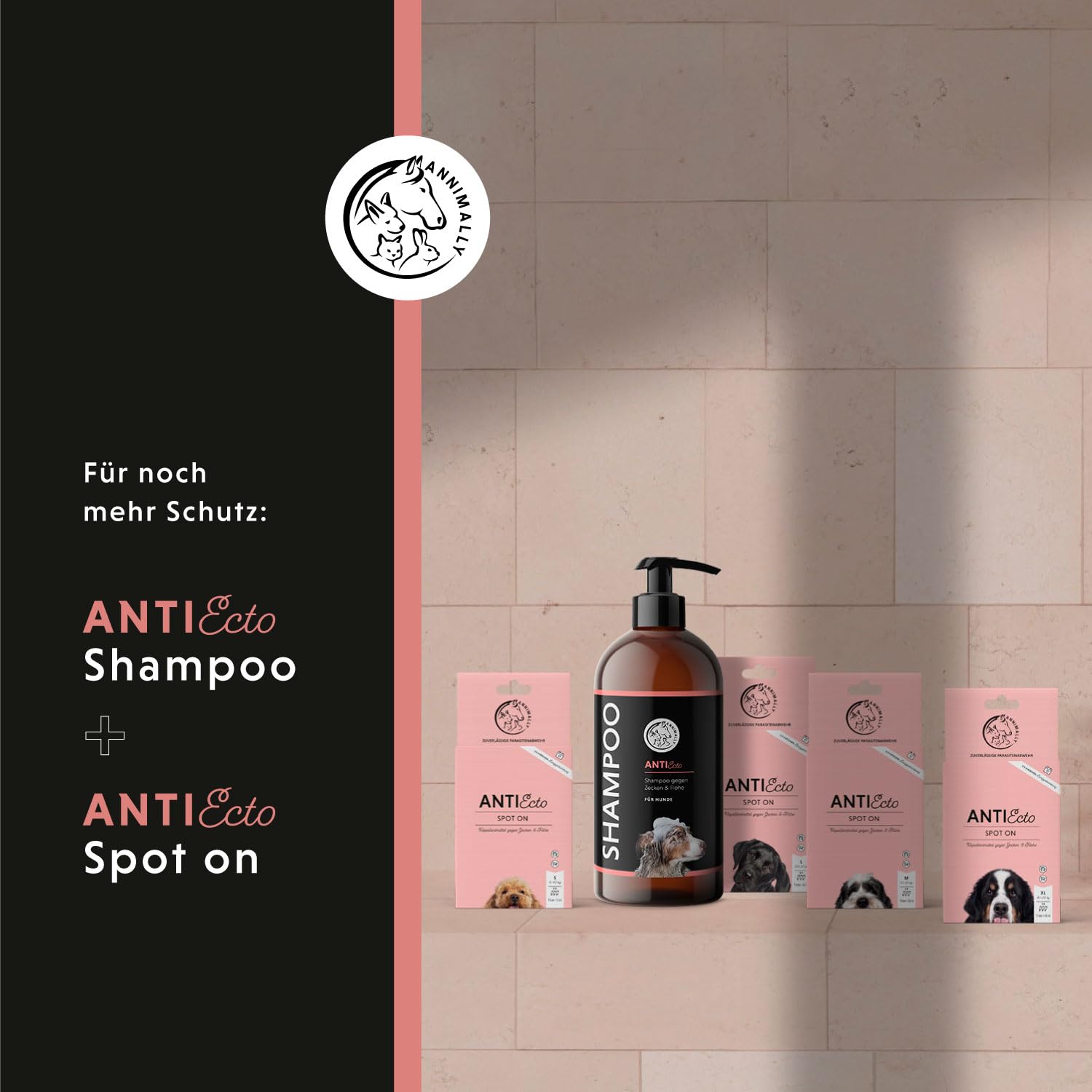 Annimally Anti Zecken und Flohshampoo Hund - Shampoo gegen Zecken, Flöhe & Milben für Hunde - Hundeshampoo mit Neem-Extrakt (500ml)