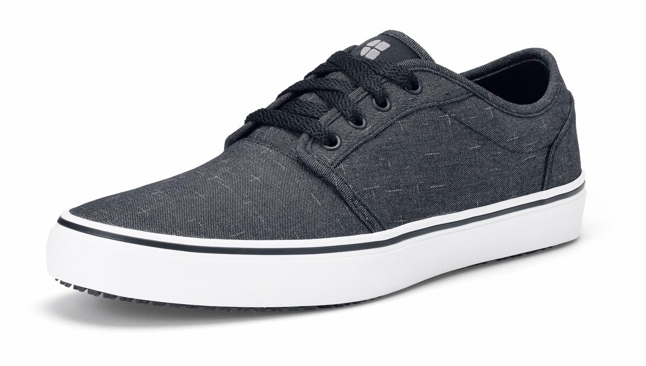 Shoes for Crews Merlin, Men's, Women's, Unisex Slip Resistant Food Service Work Sneakers, Canvas, Black Or Grey