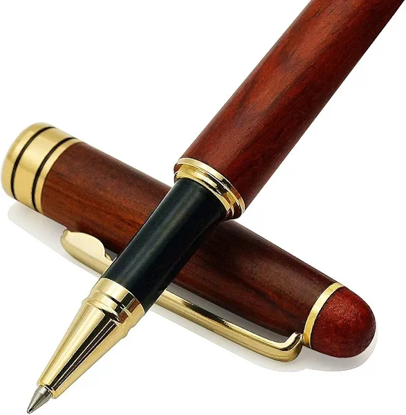 IDEAPOOL Luxury Rosewood Ballpoint Pen Writing Set - Extra 2 Black Refills - Elegant Fancy Nice Gift Wood Pen Set for Signature Executive Business Journaling