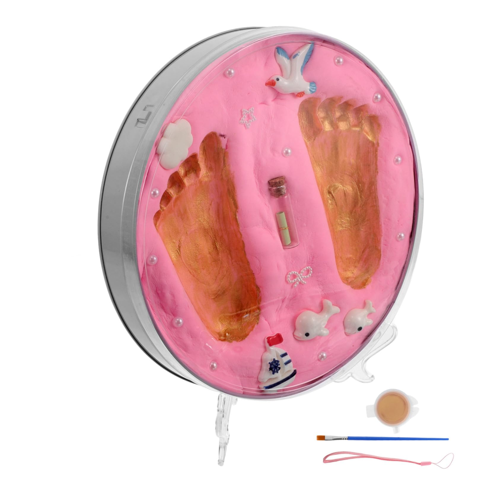 Hand und Fußabdruck Satz für Neugeborene, Rosa Mud