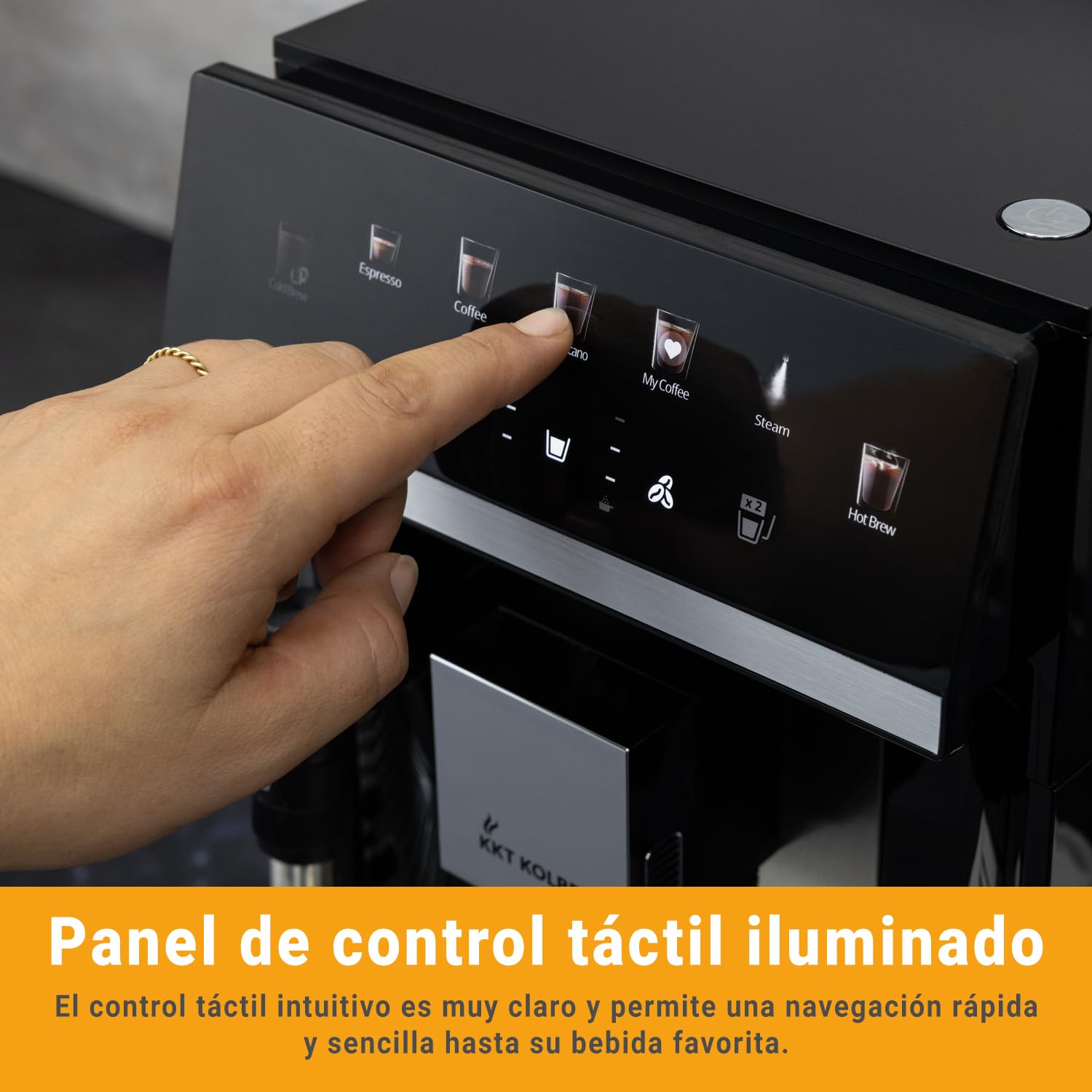KKT KOLBE Cafetera totalmente automática con boquilla de espuma de leche, ColdBrew y accesorios, función de 2 tazas, 15 bar, molienda de 7 etapas, pantalla táctil, limpieza automática, negro y plata