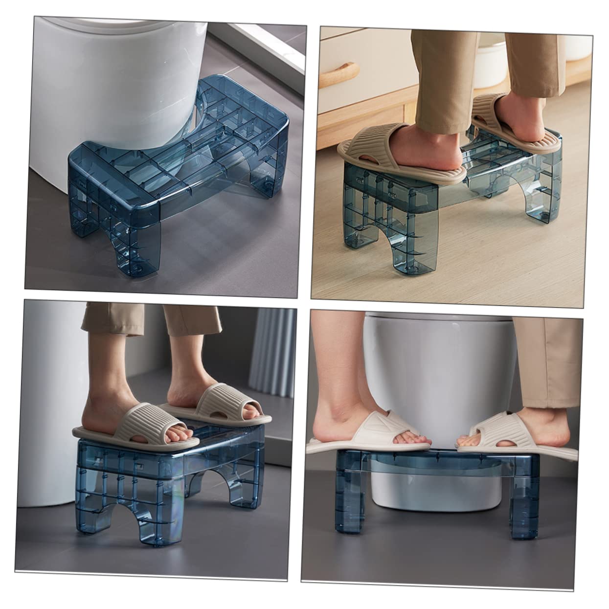 Taburete de Baño Antideslizante para Inodoro, Plástico Pet Azul